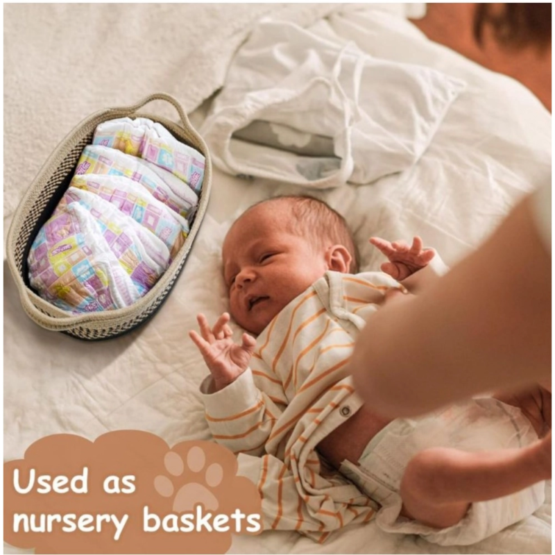 Generic Cotton Baby Basket Pack of 1 Storage Basket For Clothes (Brown) - Image 2