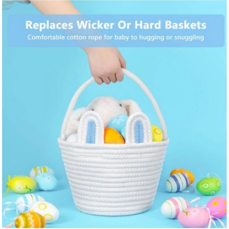 Generic Cotton Ear Toys Bucket Pack of 1 Storage Basket For Clothes (White) - Image 2