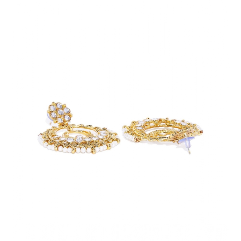Generic Women's Rose Gold Plated Alloy Kundan Earrings & Mangtikka (White) - Image 4