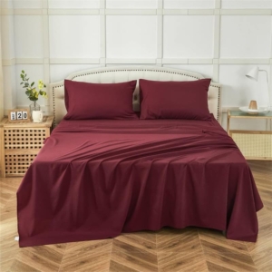 Seasons Bedsheet for Double Bed, Plain Colour King Size with 2 Pillow Covers, Queen Solid Colour Bedsheet Ultra Soft Brushed Micro Fabric Shrink & Fade Resistant (90x100 Inches, Maroon)