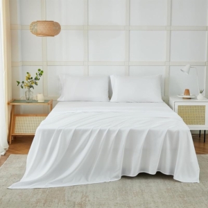 Seasons Bedsheet for Double Bed, Plain Colour King Size with 2 Pillow Covers, Queen Solid Colour Bedsheet Ultra Soft Brushed Micro Fabric Shrink & Fade Resistant (90x100 Inches, White Color).