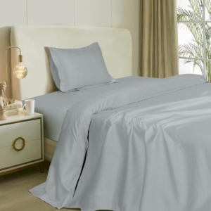 Seasons Cotton Plain 300 TC Slate Blue Colour Bedsheets for Single Bed  & 1 Pure Cotton Pillow Covers  (90"x54")