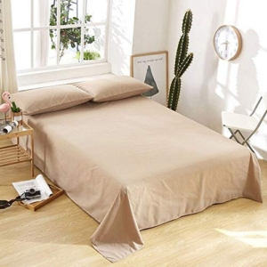 Seasons 300 Tc Solid Microfiber Double  Beige Colour Bedsheet with 2 Pillow Cover