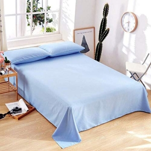 Seasons 300 Tc Solid Microfiber Double Light Blue Colour Bedsheet with 2 Pillow Cover