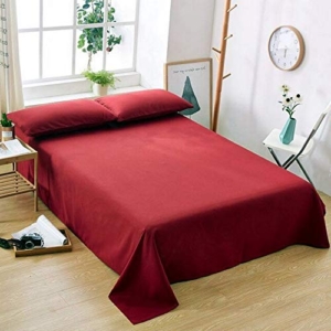Seasons 300 Tc Solid Microfiber Double Maroon Colour Bedsheet with 2 Pillow Cover