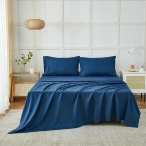 Seasons Bedsheet for Single Bed, Plain Colour Single Size with 1 Pillow Cover, Small Single Solid Colour Bedsheet Ultra Soft Brushed Micro Fabric Shrink & Fade Resistant (60x90 Inch, Navy Blue).