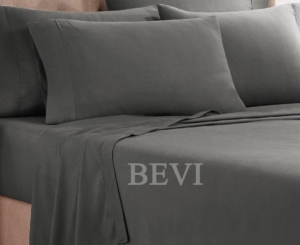 Seasons 100% Cotton 300 TC Super Soft Solid Double King Size Bedsheet for Double Bed with 2 Pillow Cover Size (90"x95") (Dark Grey).