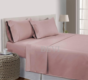 Seasons 100% Cotton 300 TC Super Soft Solid Double King Size Bedsheet for Double Bed with 2 Pillow Cover Size (90"x95")-(Onion Peach)