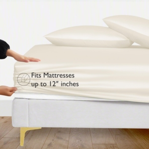 Seasons Bamboo Silk Fitted Ivory Colour Bedsheet (36 x 78 Inches).