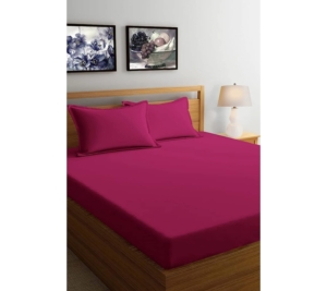 Seasons 144 TC Solid Microfiber Double Maroon Colour Bedsheet with 2 Pillow Covers