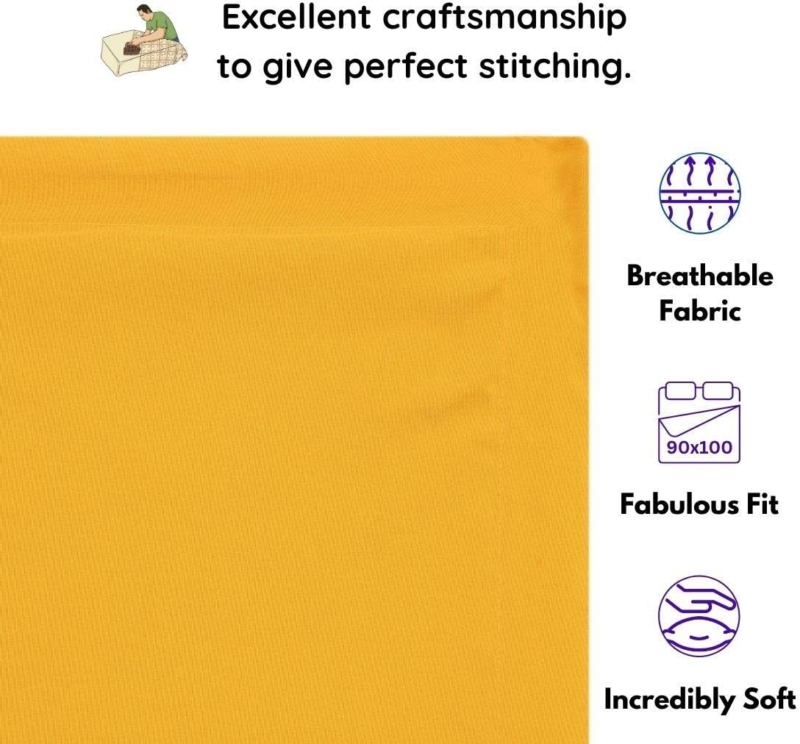 Seasons 144 TC Solid Microfiber Double Yellow Colour Bedsheet with 2 Pillow Covers