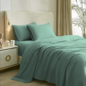 Seasons Cotton Plain 300 TC Aqua Green  Bedsheets for King Size Bed & 2 Pure Cotton Pillow Covers