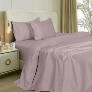 Seasons Cotton Plain 300 TC  Cameo Rose Bedsheets for King Size Bed & 2 Pure Cotton Pillow Covers