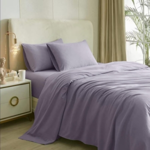 Seasons Cotton Plain 300 TC  Mauve Bedsheets for King Size Bed & 2 Pure Cotton Pillow Covers