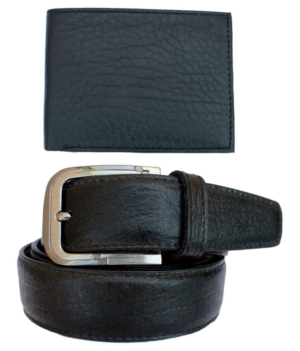 Fashion Black Leather Belt With Wallet