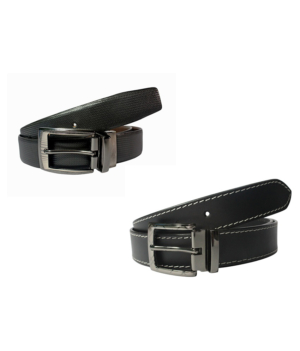 Black & Brown Leather Belt For Men Pack Of 2