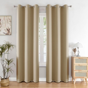 Seasons Beige Colour Curtains 4 Feet & Single Piece Window Panels for Bedroom Polyester Curtains