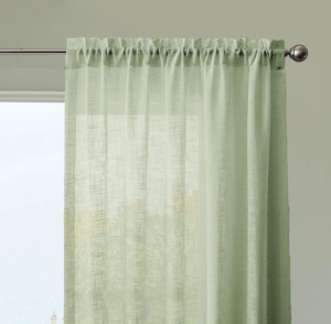 Seasons Cotton Curtains Sheer Taxture Linen Drapes with Rod Pocket for Living Room, Bedroom Decor, 5 Feet, Mint Green