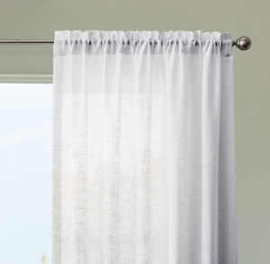 Seasons Cotton Sheer Curtains Faux Linen Texture 5 Feet Window with Rod Pocket Top Drapes White