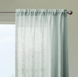 Seasons Linen Textured Sheer Curtains for Door Semi Transparent 7 Feet Long Panels Solid Silver Grey