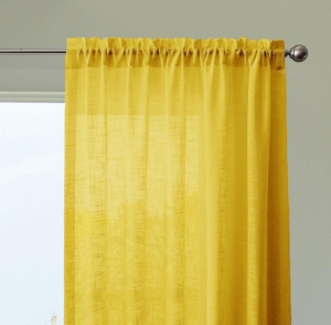 Seasons Sheer Curtains 8 Feet with Rod Pocket Top, Light Filtering, Cotton Drapes, 96 Inches Mustard
