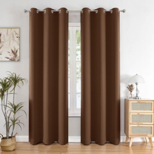 Seasons Dark Brown - 96 Inches Blackout Curtains 97% Room Darkening - 8 Feet Long Door Curtain Drapes