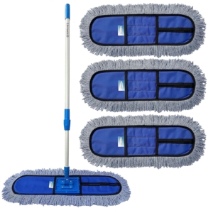 Seasons Wet and Dry Cotton Floor Mop with 4 Feet Long Handle with 360 Degree Movement which Allows You to Clean Every Corners Easily with 3 Extra microfiber refill (Head 18-Inch Large) Blue Color (Set of 1 with 3 Extra Refill ) Wet & Dry Mop??(Blue)