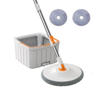 Seasons Wet and Dry Mop Set Bucket System Floor Cleaning Mop 360? Rotating Square Mop-Head for Hardwood Tile Marble Floors 2 Replaceable Mop Pads with Self Separation Dirty and Clean Water (2.5L)