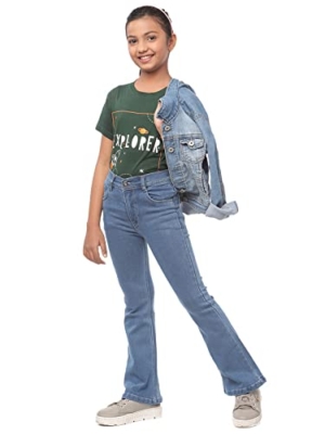 Girls Bell Bottom Light Blue Jeans