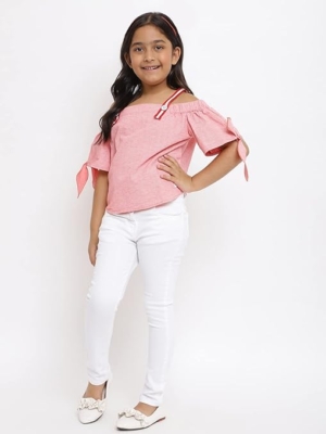 Girls Slim Fit White Jeans