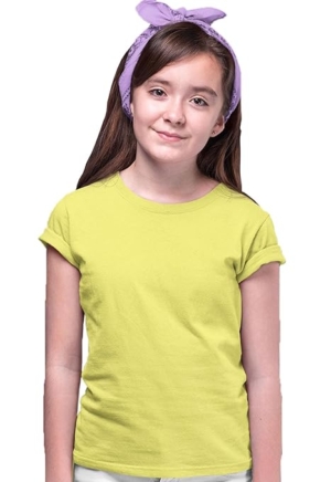 Girls Regular Fit Light Yellow T-Shirt