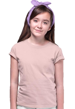 Girls Regular Fit Peach T-Shirt