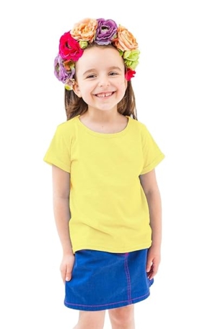 Girls Half Sleeves Yellow T-Shirt