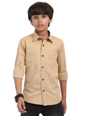 Boys Light Peach Shirt Stylish Casualwear Buttoned
