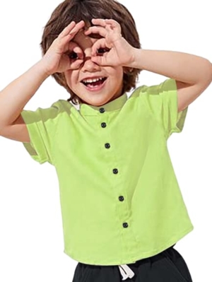 Plain Pista Green Kids Shirt for Boys