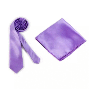 Seasons  Solid Lilac Premium Microfiber Slim Tie With Matching Pocket Square