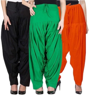Pack 3 Women's Cotton Full Stitched Readymade Patiala Salwar