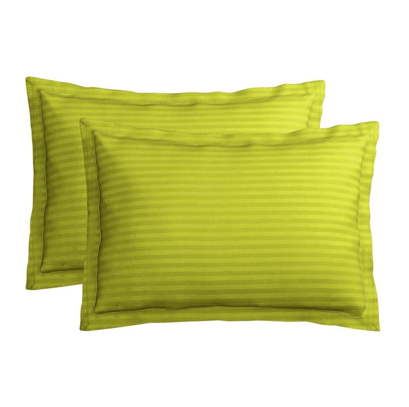 Seasons Premium 210 TC 100% Pure Cotton Satin Stripes Pillow Cover Set of 2 Pcs, for Hotel Hospital Uses, 18x28 inches - Parrot
