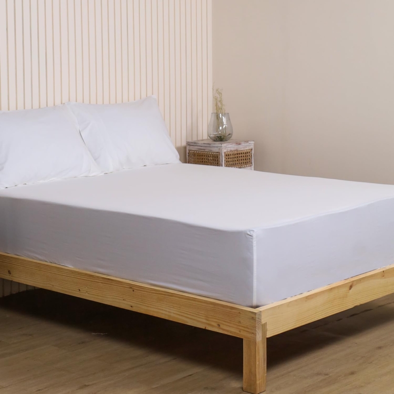 Seasons Pure Cotton Percale Fitted Sheet for King Bed Size Bedding with Pillow Cover for Bedroom, Soft Hotel Quality Bottom Bedsheets with Elastic Deep Pocket (72x78 Inch, White)