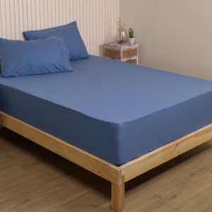 Seasons Pure Cotton Percale Fitted Sheet for Super King Bed Size Bedding with Pillow Cover for Bedroom, Soft Hotel Quality Bottom Bedsheets with Elastic Deep Pocket (78x78 Inch, Bahamas Blue)