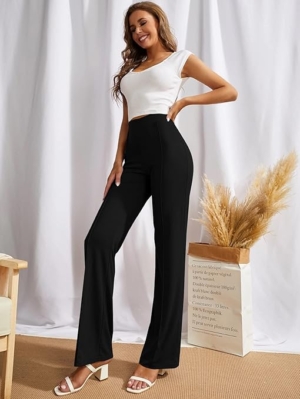 Women Bell Bottom Black Trousers