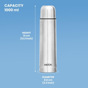 Milton Eco-Flip 1000 Thermosteel Bottle 1000 ml Flask??(Pack of 1, Silver, Steel)