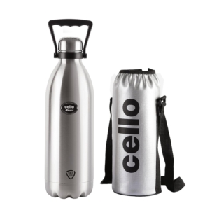 Cello Swift Stainless Steel Double Walled Flask, Hot and Cold, 1800ml, 1 Unit, Silver